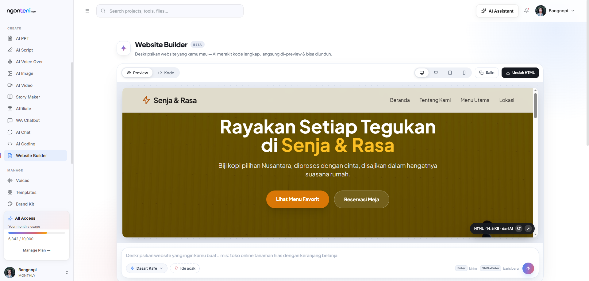 Free tools AI Website Builder